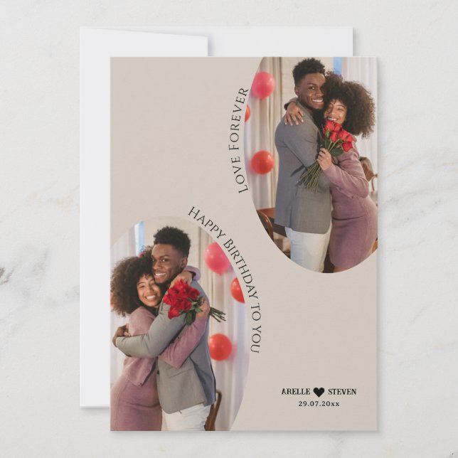 Festividades Cartão de Feriado de Duas Fotografias com Arch Per (Frente)