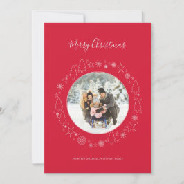 Festividades Cartão de Feriado de Feriado de Foto Rosa Elegante