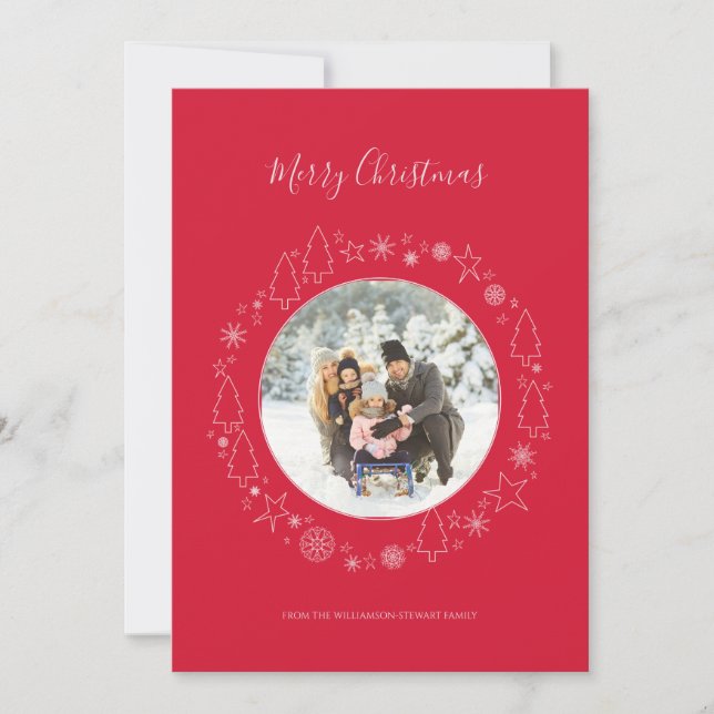 Festividades Cartão de Feriado de Feriado de Foto Rosa Elegante (Frente)