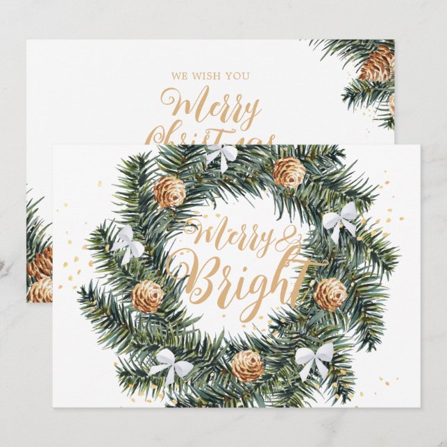 Festividades Cartão de Feriado de Férias de Natal feliz e Brilh (Frente/Verso)