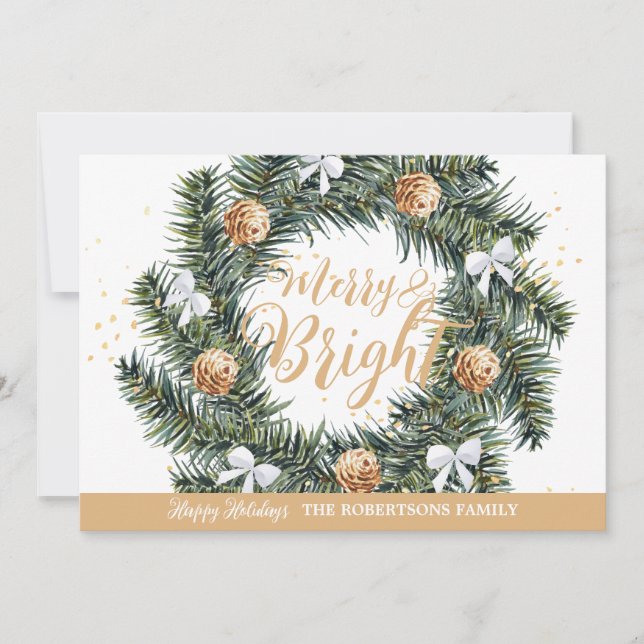 Festividades Cartão de Feriado de Férias de Natal feliz e Brilh (Frente)