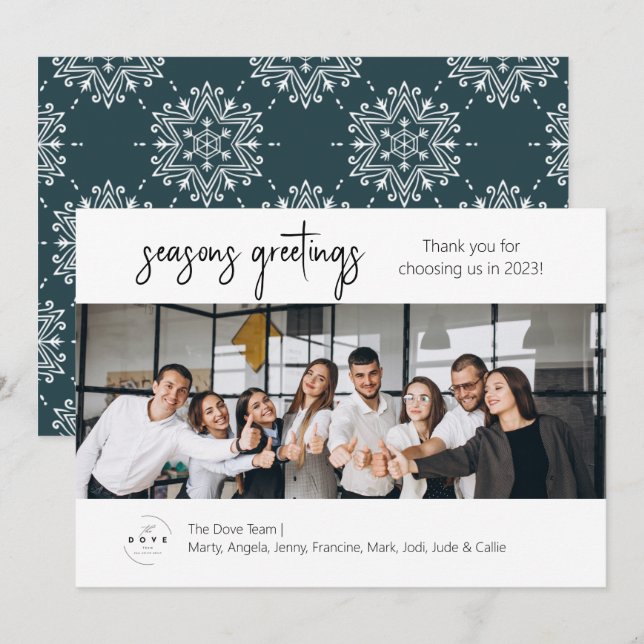 Festividades Cartão de Feriado de Foto da Equipe de Negócios (Frente/Verso)