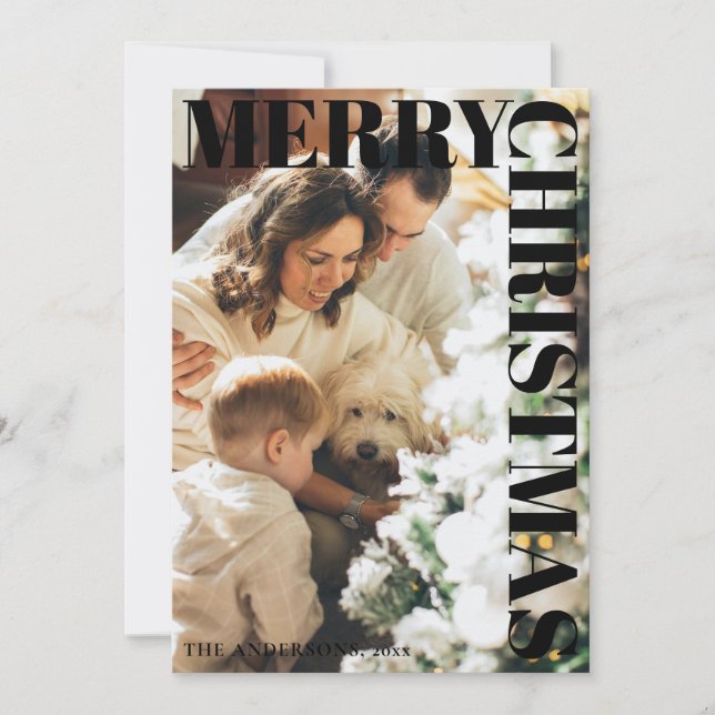 Festividades Cartão de Feriado de Foto da Família Moderna Mínim (Frente)