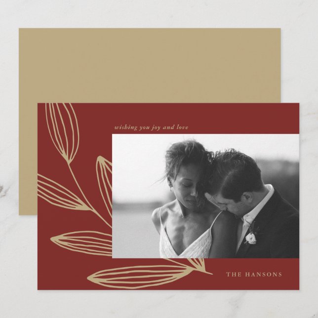 Festividades Cartão de Feriado de Foto de Proto Vermelho Profun (Frente/Verso)