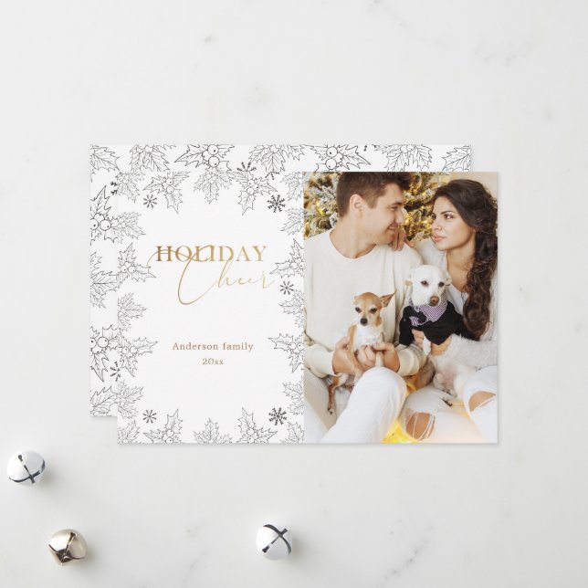 Festividades Cartão de Feriado de Foto Dourada Foto Wonder Wint (Frente/Verso In Situ)