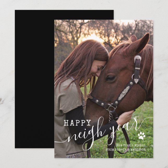 Festividades Cartão de Feriado de Foto em Cavalo de anos novos (Frente/Verso)