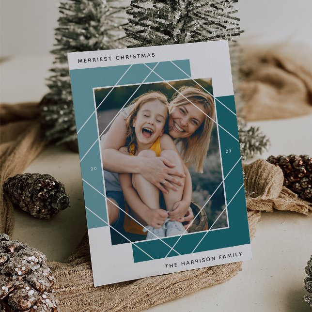 Festividades Cartão de Feriado de Foto Geo Colorblock (Criador carregado)