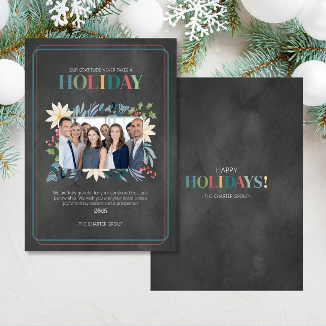 Festividades Cartão de Feriado de Foto para Empresas (Send your clients warm wishes this holiday season with this pretty Christmas card for businesses)