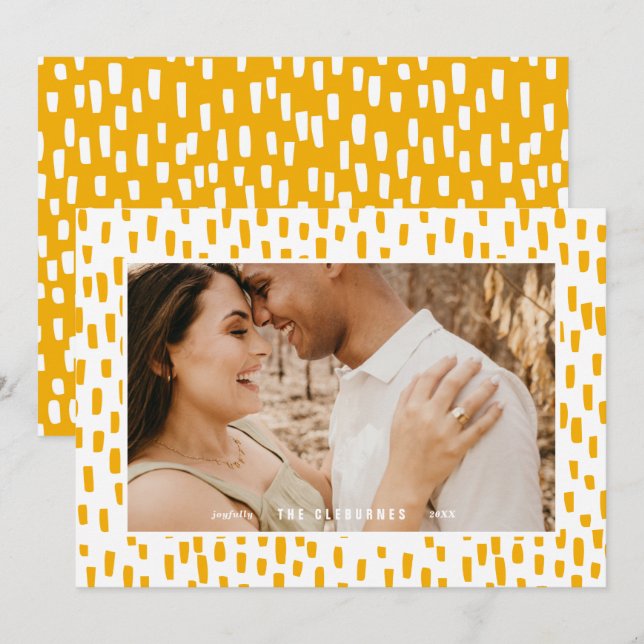 Festividades Cartão de Feriado de Foto Piscando Laranja do ouro (Frente/Verso)