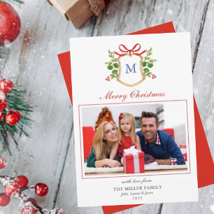 Festividades Cartão de Feriado de Fotografia da crista monogram