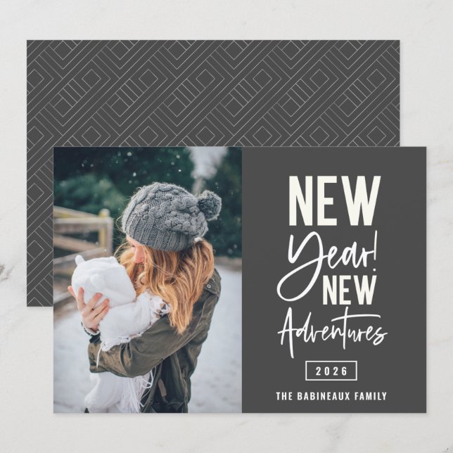 Festividades Cartão de Feriado de Fotografia para Novas Aventur (Frente/Verso)