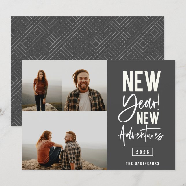 Festividades Cartão de Feriado de Fotografia para Novas Aventur (Frente/Verso)