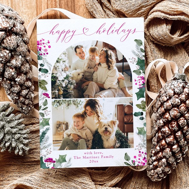 Festividades Cartão de Feriado de Fotografia Rosa-Chic Moderno (Criador carregado)