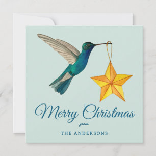 Festividades Cartão de Feriado de Hummingbird de Natal Personal