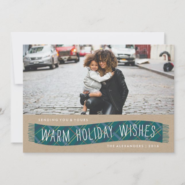 Festividades Cartão de Feriado De Inverno Da xadrez - Teal (Frente)