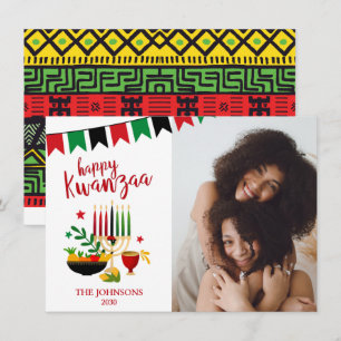 Festividades Cartão de Feriado de Kinara Foto do Kwanzaa Feliz
