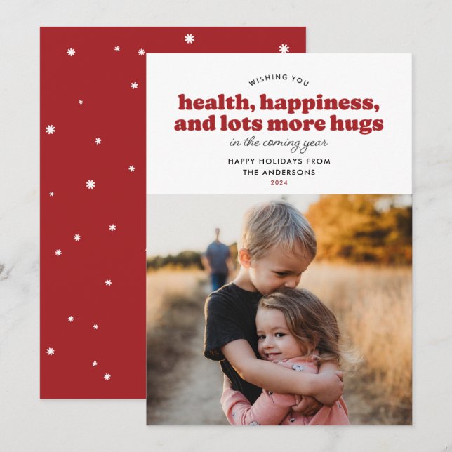 Festividades Cartão de Feriado de Muito Mais Hugs (Vermelho) (Frente/Verso)