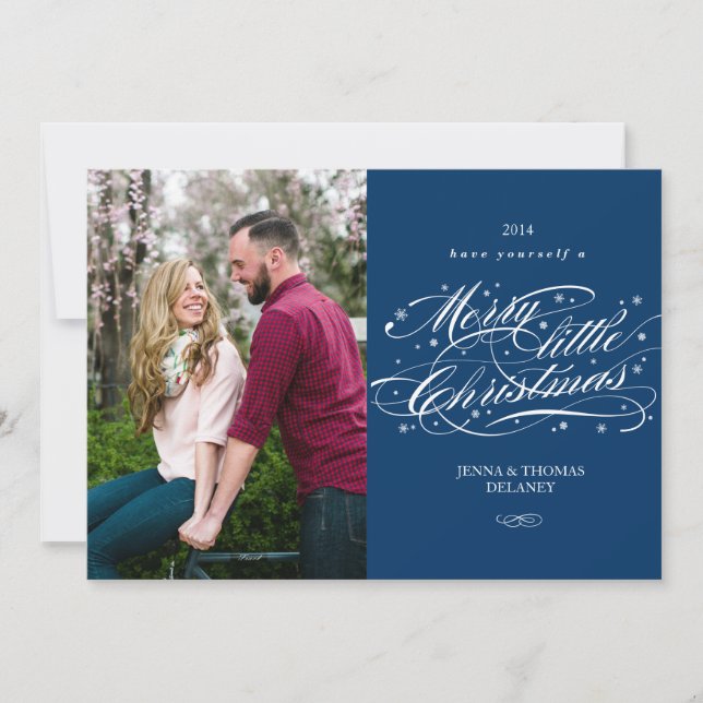 Festividades Cartão de Feriado de Natal de Feliz com script (Frente)