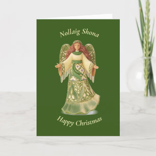 Festividades Cartão de Feriado de Natal do Anjo Celta Irlandê