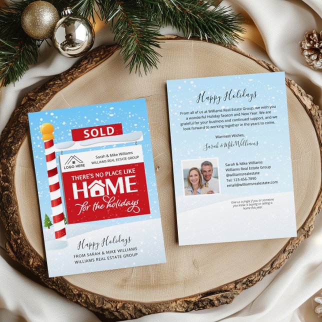 Festividades Cartão de Feriado de Natal Imobiliário para Sinal  (Sold Real Estate Christmas Cards)