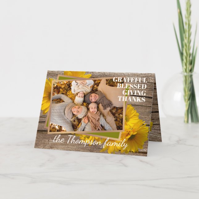 Festividades Cartão de Feriado de Obrigados Grateful Com Abenço (Frente)