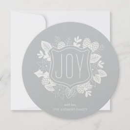 Festividades Cartão de Feriado de Prata Rústico de Joy Round Sh