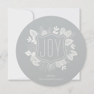 Festividades Cartão de Feriado de Prata Rústico de Joy Round Sh