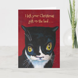 Festividades Cartão de Feriado de Presente de Natal Cat