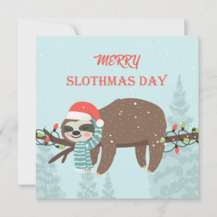 Festividades Cartão de Feriado de Slothmas da feliz