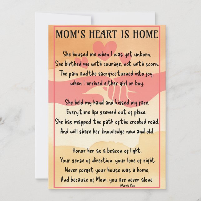 Festividades Cartão de Feriado do Dia das Mães Coração em Casa (Frente)