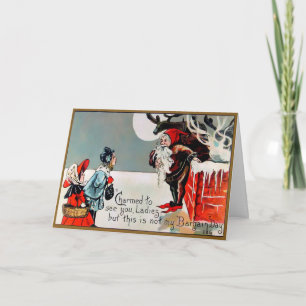 Festividades Cartão de Feriado do Dia de Vintage Papais noeis B