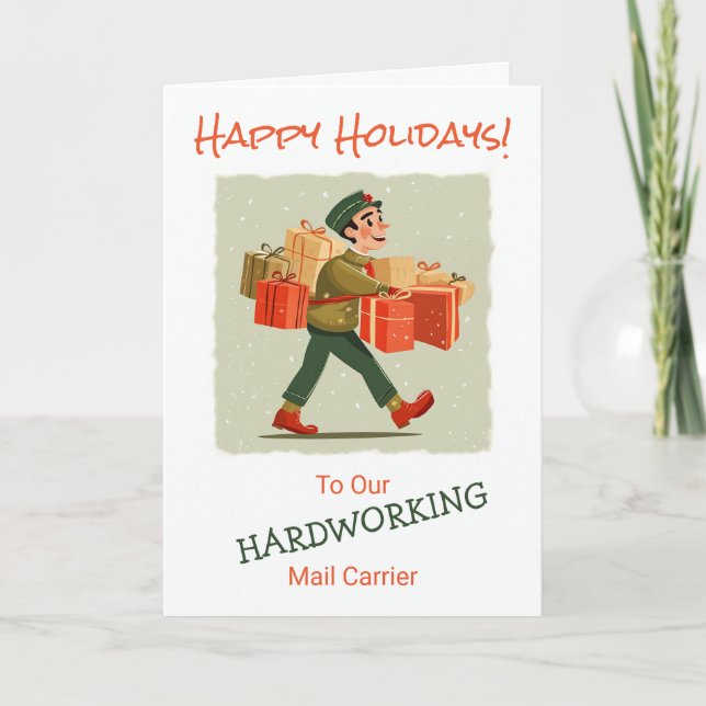 Festividades Cartão de Feriado Dobrado do Homem de Cartoon Retr (Frente)