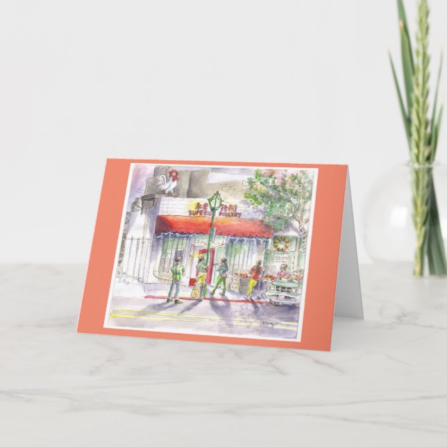 Festividades Cartão de Feriado Dobrável de Chinatown (Frente)