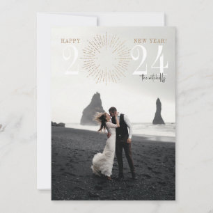 Festividades Cartão de Feriado Elegante Burst Burst do Ano novo