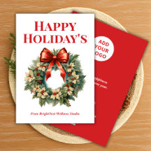 Cartão de Feriado Empresarial Elegante com Nome da