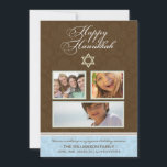 Festividades Cartão de Feriado Feliz Hanukkah Damask (marrom/az<br><div class="desc">Este precioso Hanukkah é perfeito para enviar a todos os seus amigos e familiares nesta temporada de férias. A parte traseira do cartão pode ser usada para copiar/colar em seu boletim anual. Se você não vir o esquema de cores de que gosta, envie um e-mail para zazzlebeezkneez@gmail.com, e farei o...</div>