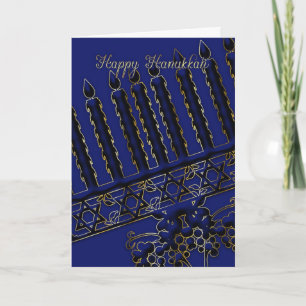 Festividades cartão de feriado hanukkah com velas em azul