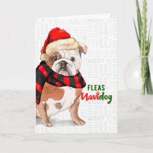 Festividades Cartão de Feriado Inglês Bulldog Fleas NaviDOG