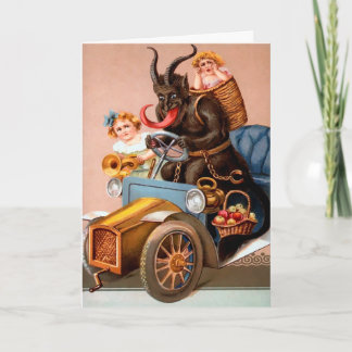 Festividades Cartão de Feriado Krampus para Condução Vintage