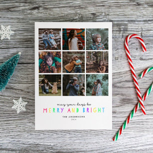 Festividades Cartão de Feriado Multifotográfico com Luzes Brilh