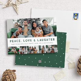 Festividades Cartão de Feriado Multifotográfico para Paz, Amor
