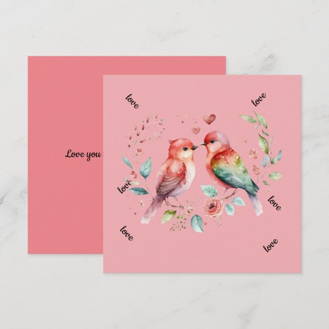 Festividades Cartão de feriado para aves de namorados bonitinha (Frente/Verso)