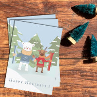 Cartão de Feriado para Crianças Amigas Polar Bear