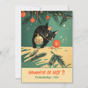 Festividades Cartão de Feriado Plana de Natal para Gato Preto
