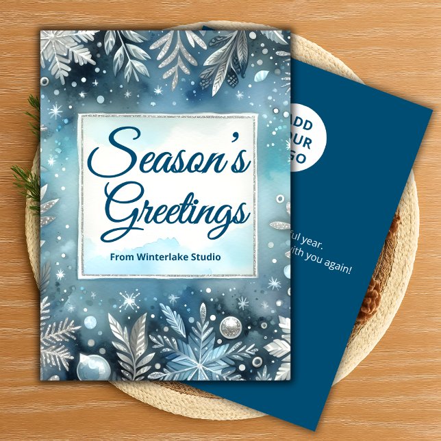 Festividades Cartão de Feriado Snowflake | Carregamento do logo (Criador carregado)