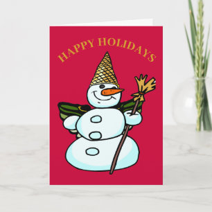Festividades Cartão de Feriado Snowman, adicionar texto