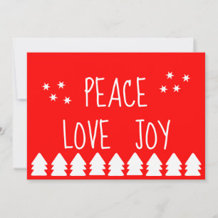Festividades Cartão de Feriado Vermelho de Joy Peace Love