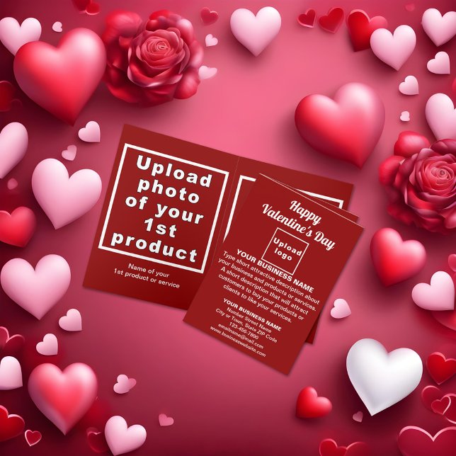 Festividades Cartão de Feriado Vermelho de Namorados Comercial (Front and inside of business Valentine folded holiday red card.)