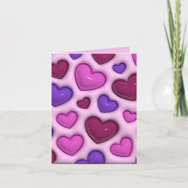 Festividades Cartão De Feriado Vertical Dobrado Com Corações 3D