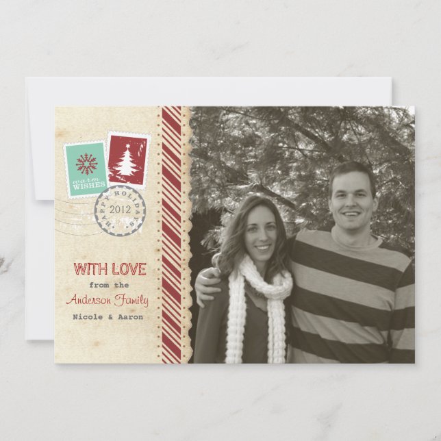 Festividades Cartão de Feriado Vintage Scrapbook (Frente)